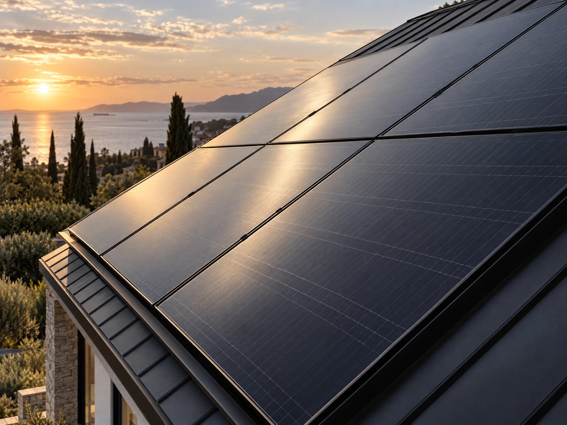 Solar panels on a home.