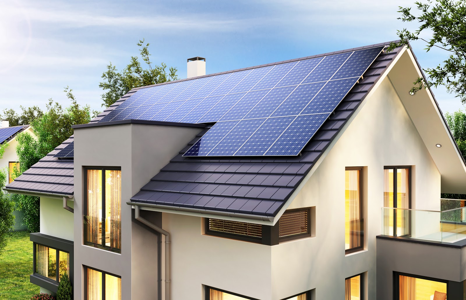 All-black solar panels on contemporary home