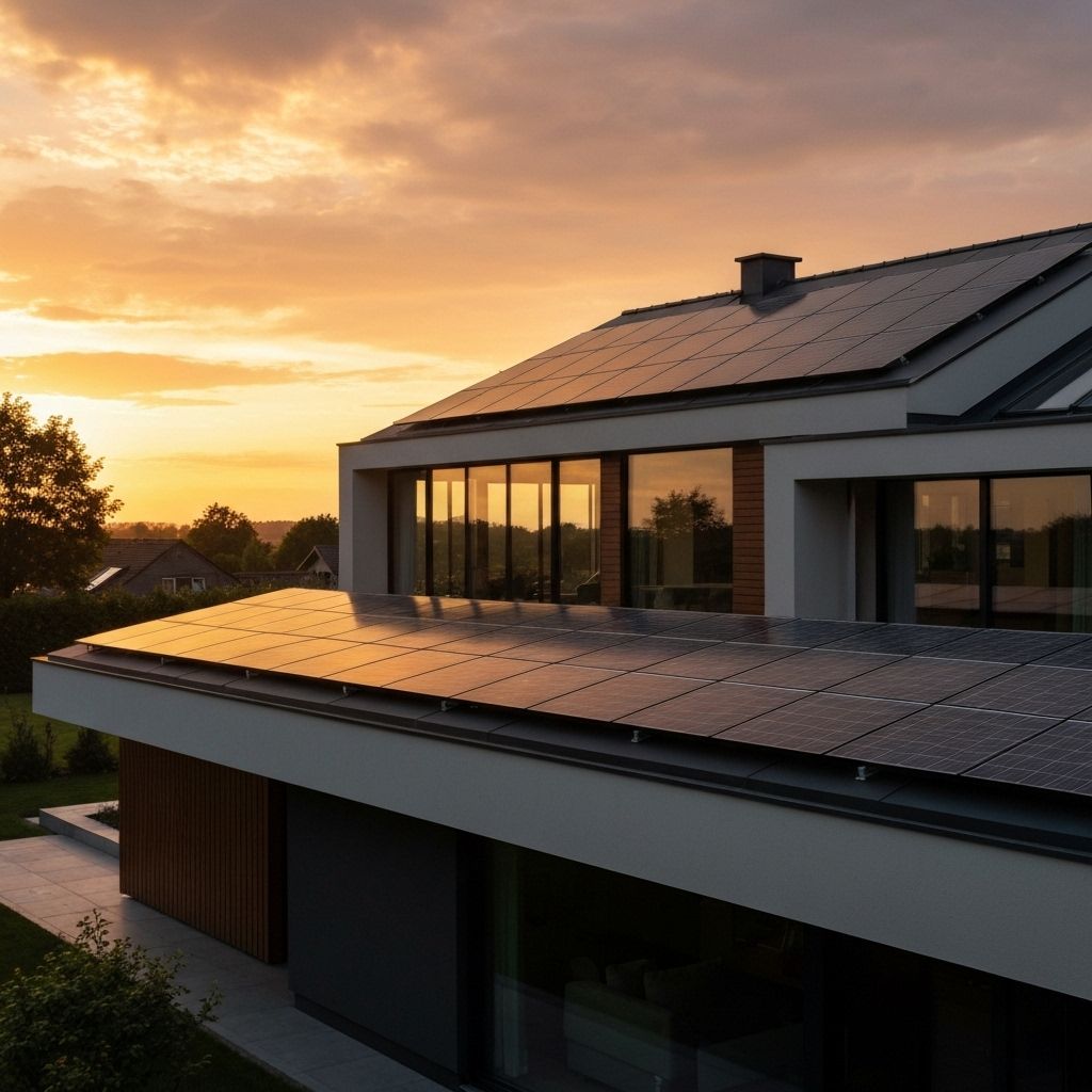 Solar installation at sunset